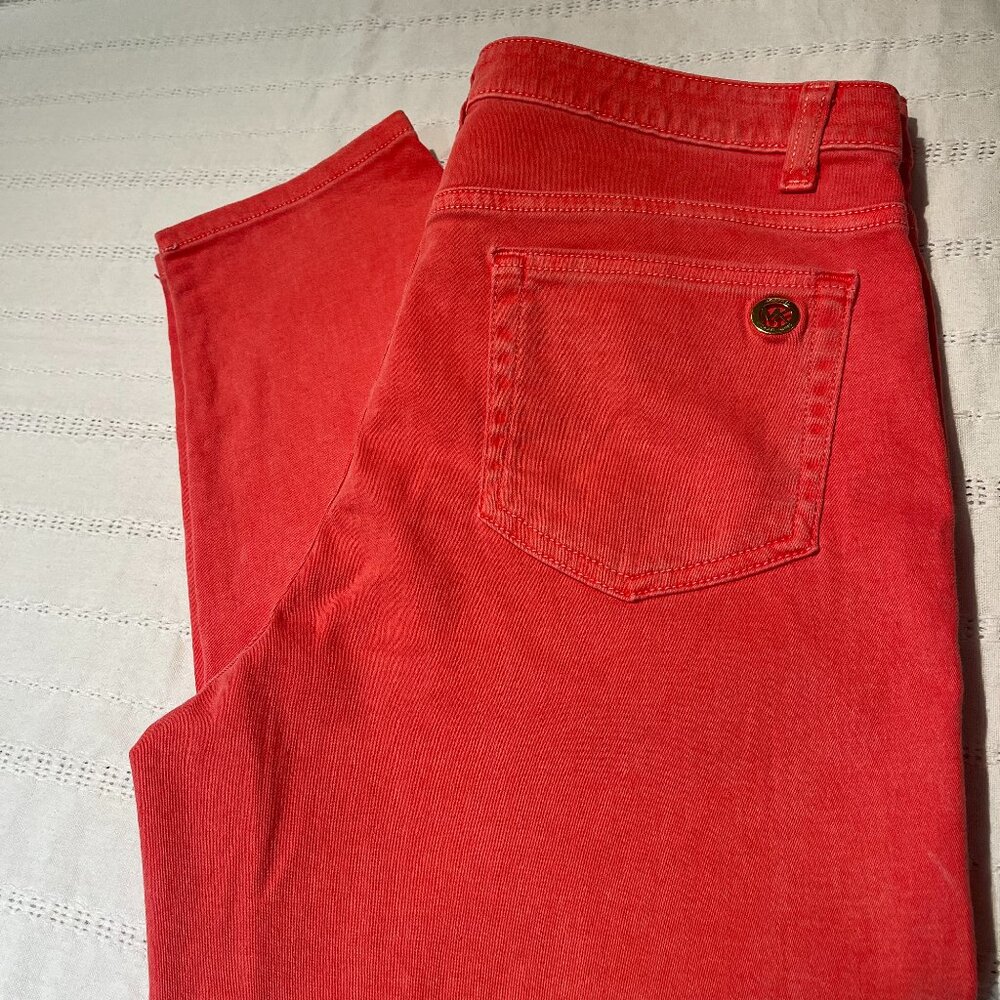 Michael Kors Izzy jeans cropped skinny size12 coral colour